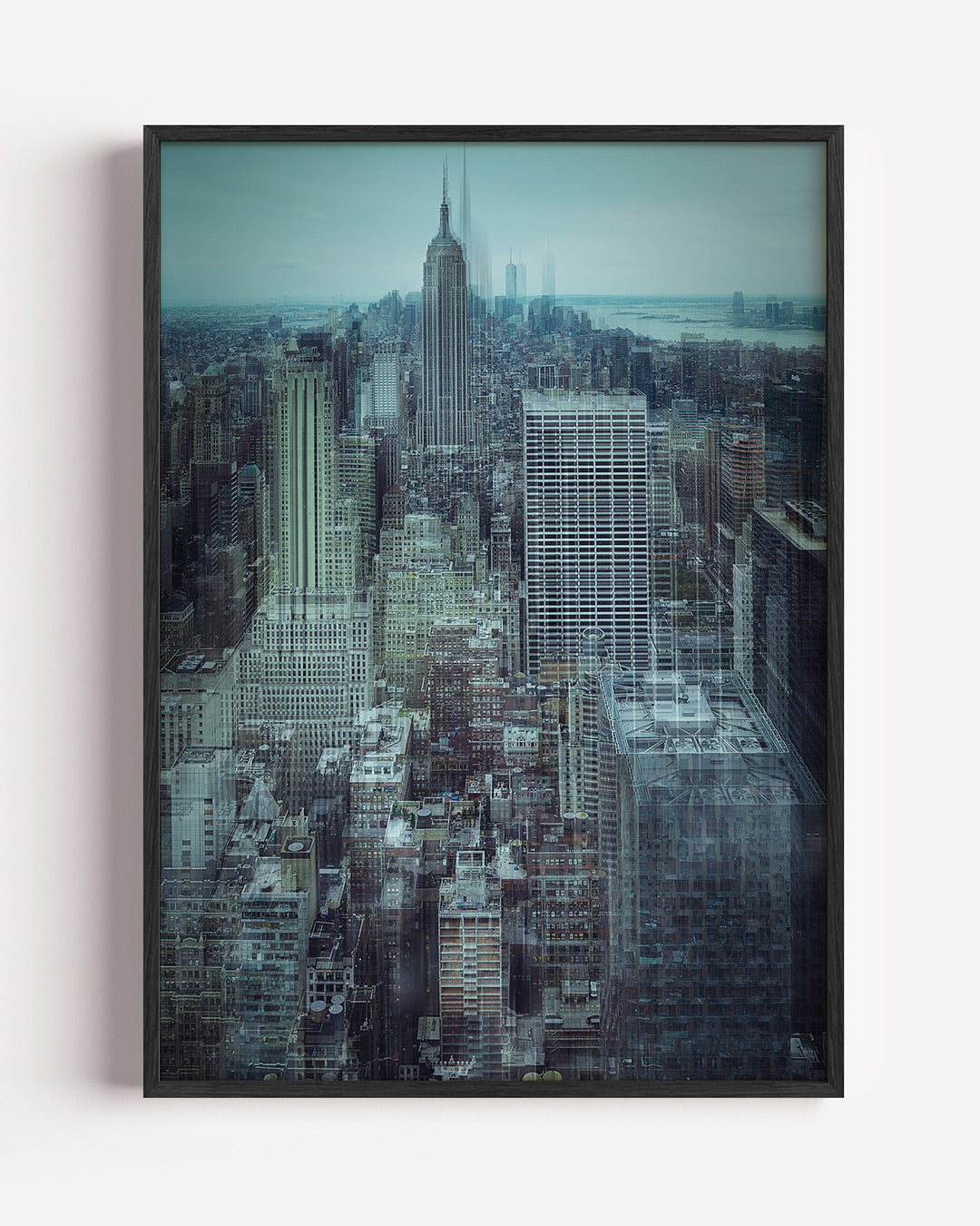Stedelijke droom poster – portret wanddecoratie – deze poster toont een complexe stedelijke skyline met een gelaagd effect.
