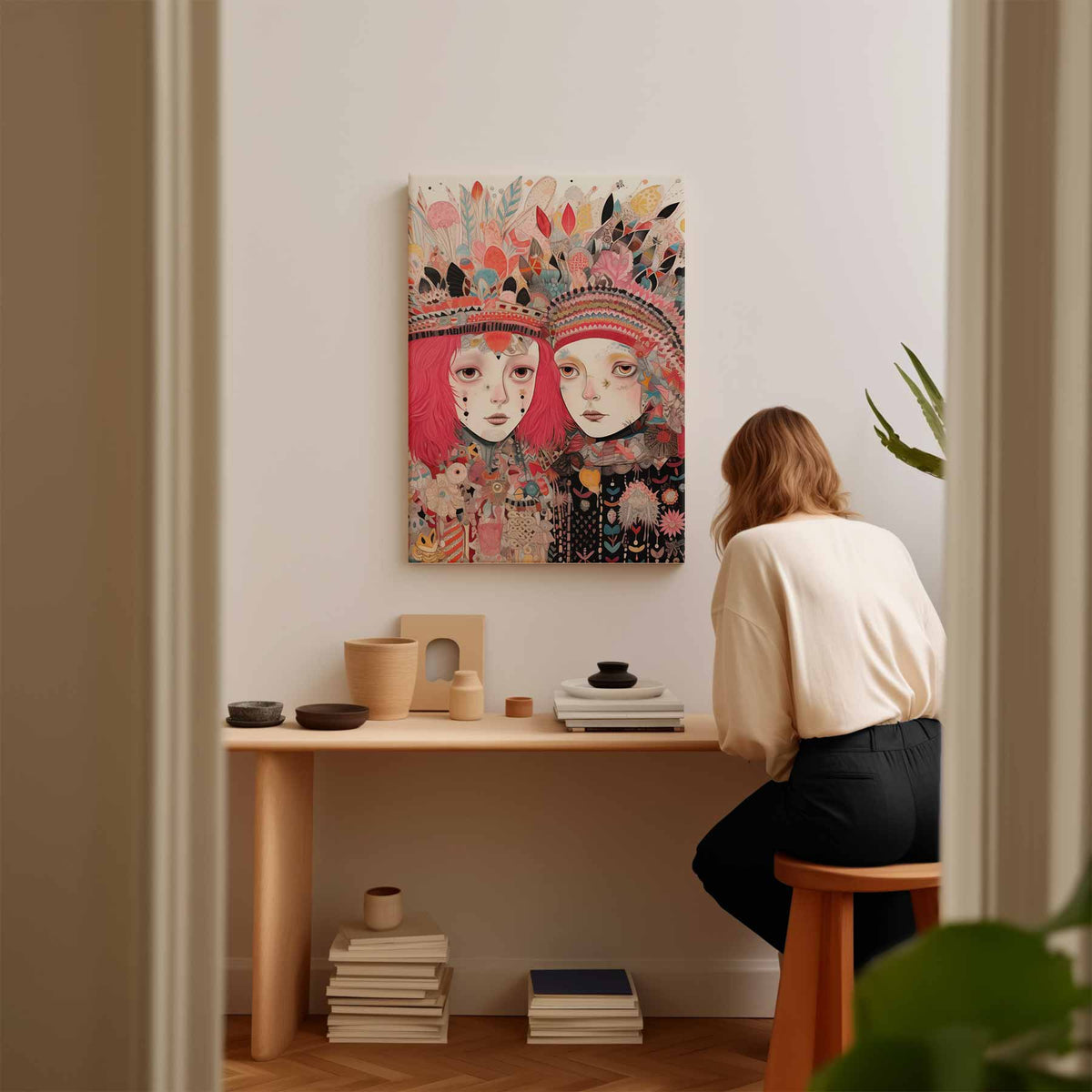 Kleurrijke Fantasiereis – plexiglas wanddecoratie in portret formaat
