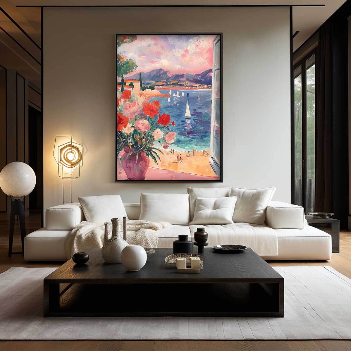 Uitzicht op een Mediterraan Paradijs – canvas wanddecoratie in portret formaat