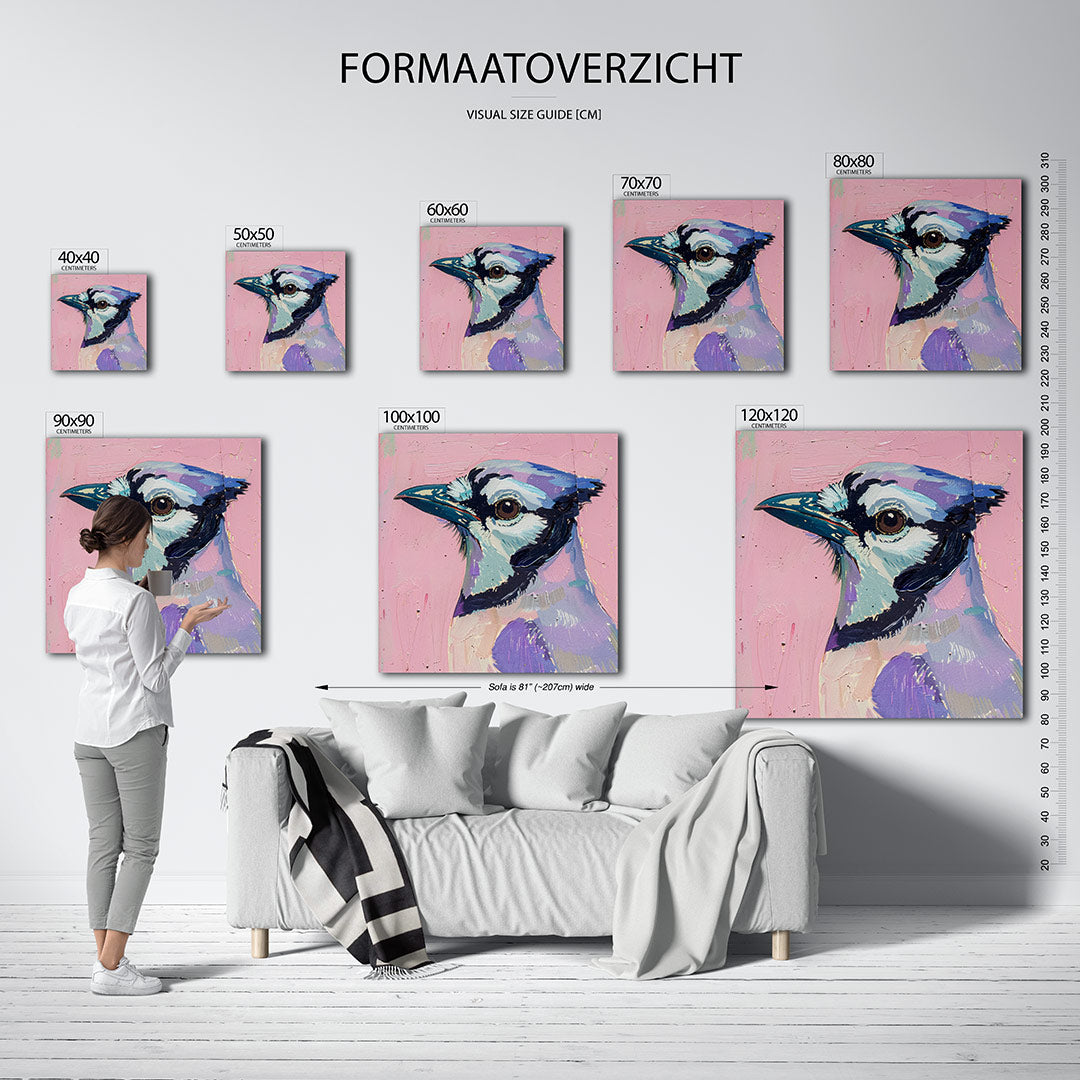 Vogelsilhouet in pastel kunstwerk – dit werk toont een vogel met gedetailleerde penseelstreken in zachte pastelkleuren tegen