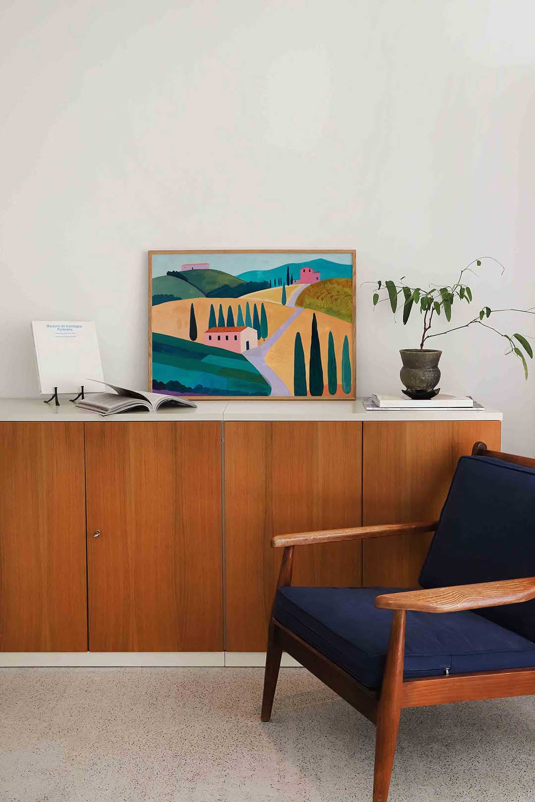 Landschap met cipressen – moderne landscape wanddecoratie van WallArtistic