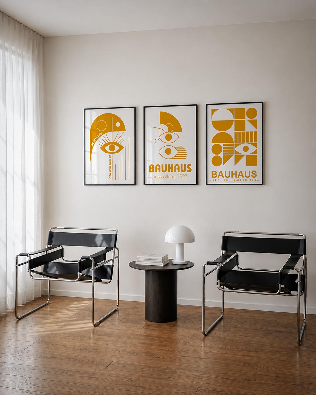 Oog en lijnen posterset – derde productweergave – deze posterset in drie delen toont een opvallend oog centraal, omringd door