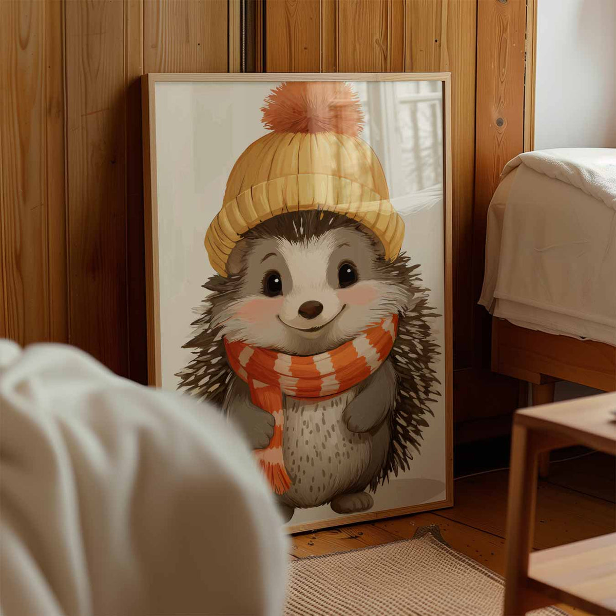 Schattige Egel Winterposter – kinderposter in staand formaat