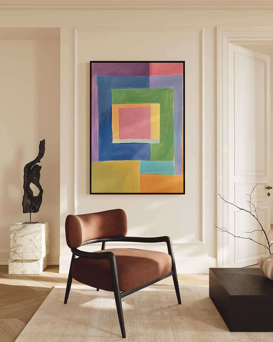 Kleurrijke geometrie – staand wanddecoratie kunstwerk