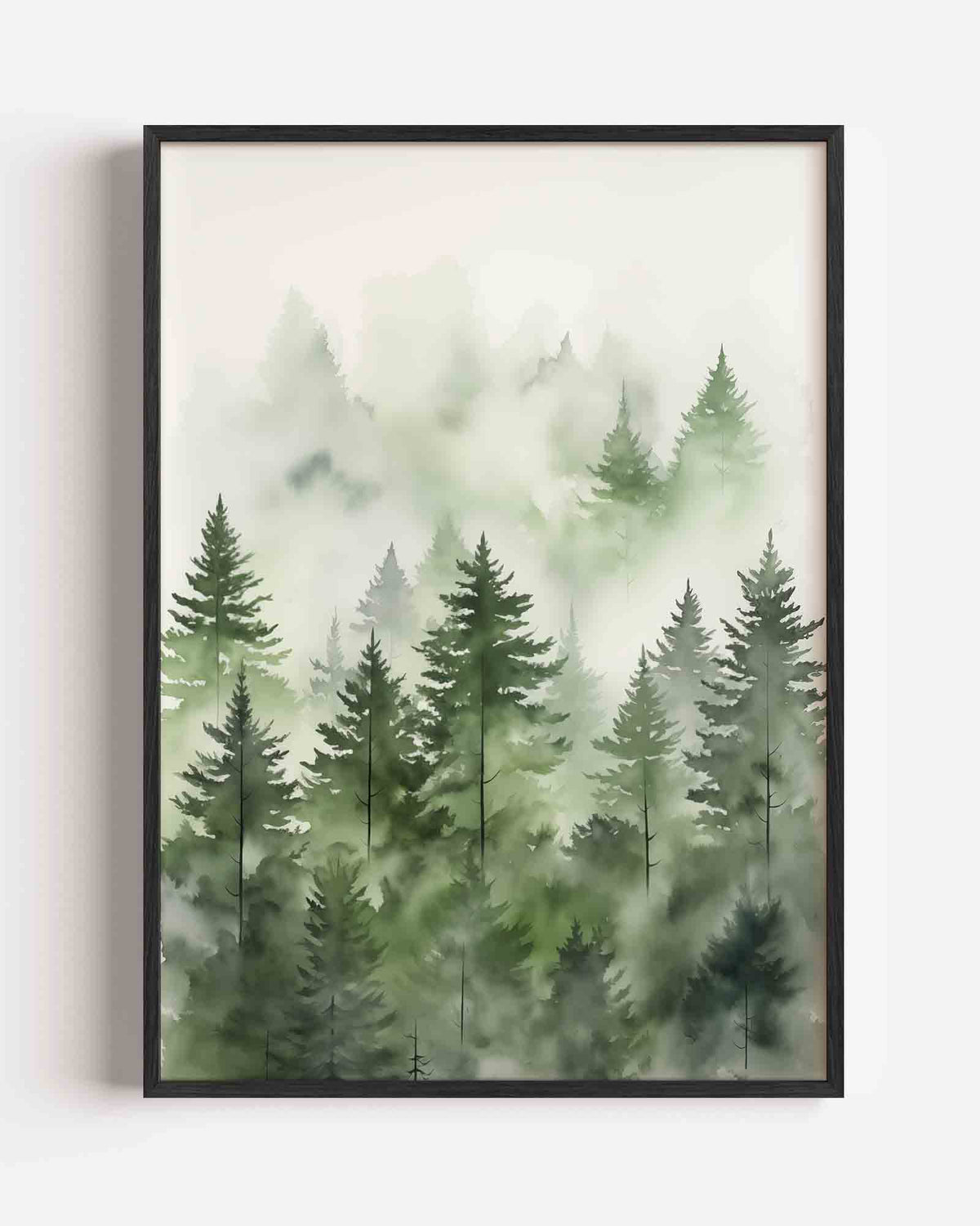 Mistige dennenbos – natuur portret poster als wanddecoratie
