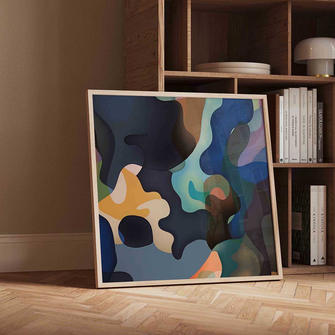 Vloeiende vormen – moderne wandkunst met kleur en vormen als poster