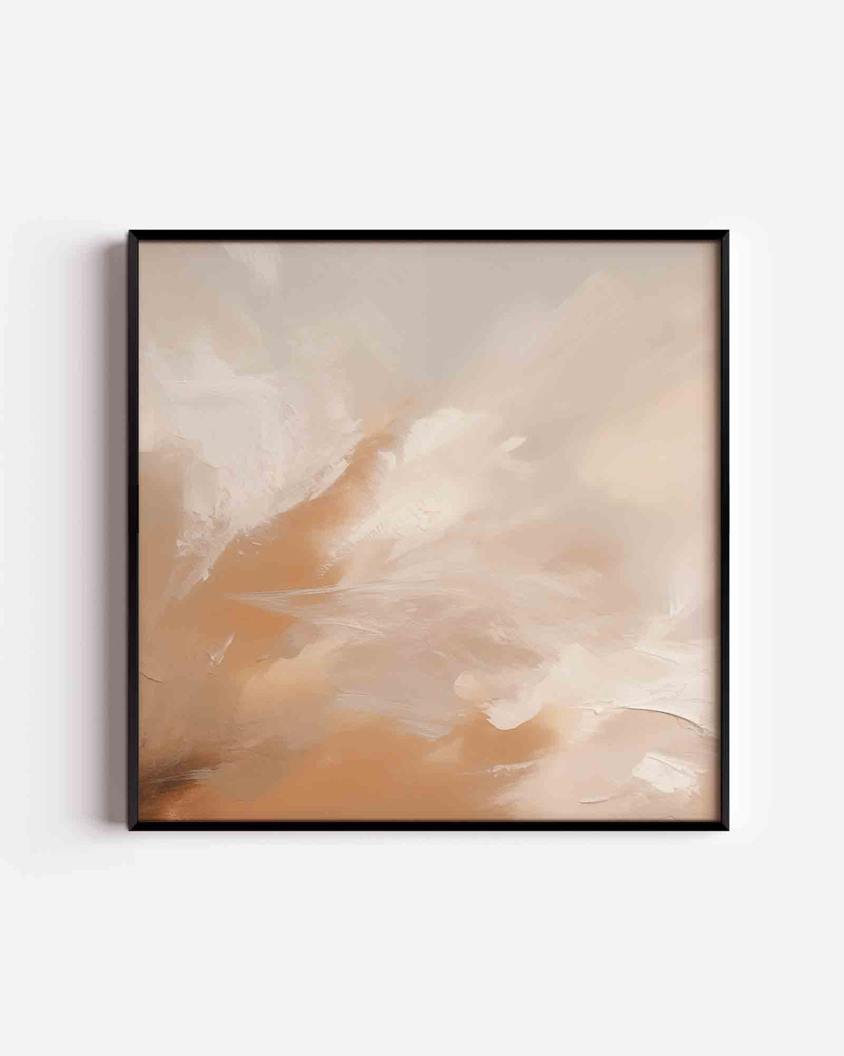 Abstracte beige en witte – abstracte vierkante poster als wanddecoratie