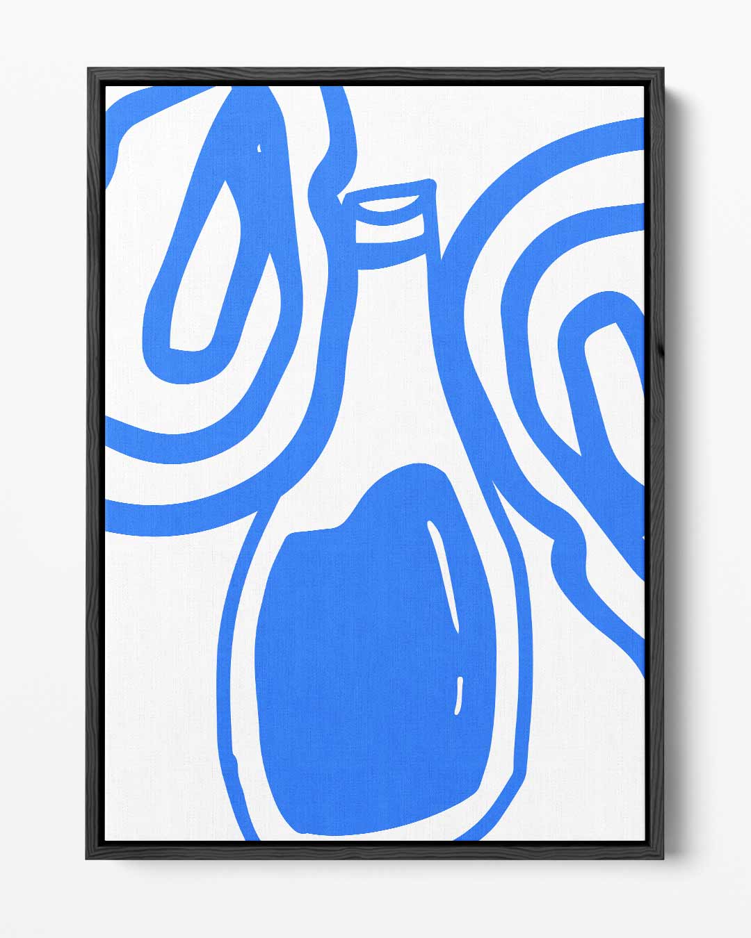 Stijlvolle Blauwe Abstractie – portret kunstwerk als wanddecoratie