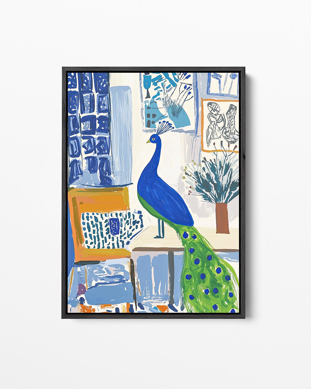 Vrolijke pauw – staand wanddecoratie kunstwerk