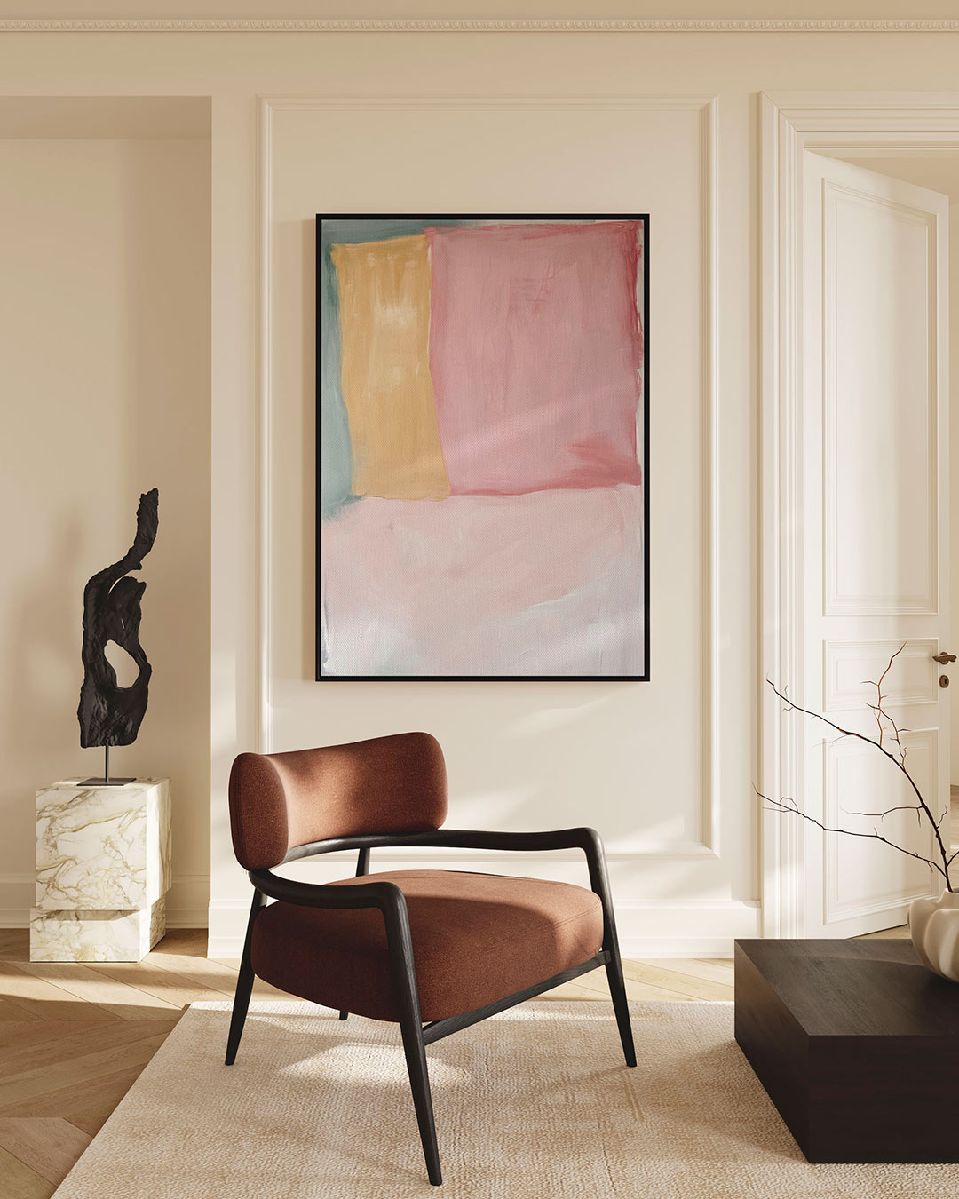 Kleurrijke vlakken – staand wanddecoratie kunstwerk
