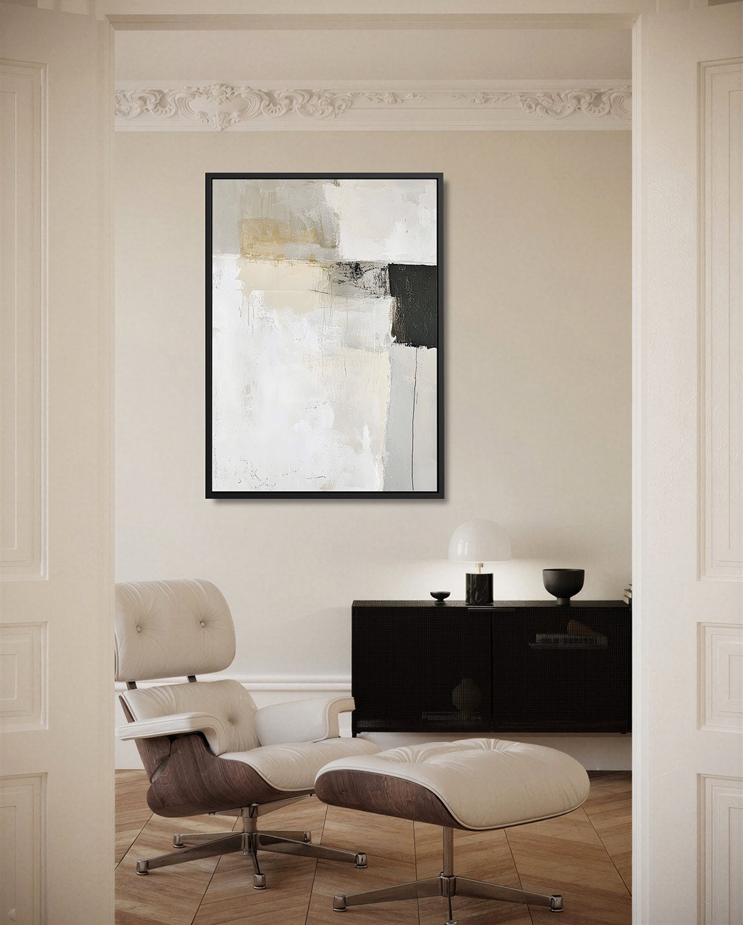 Neutrale compositie – staand wanddecoratie kunstwerk