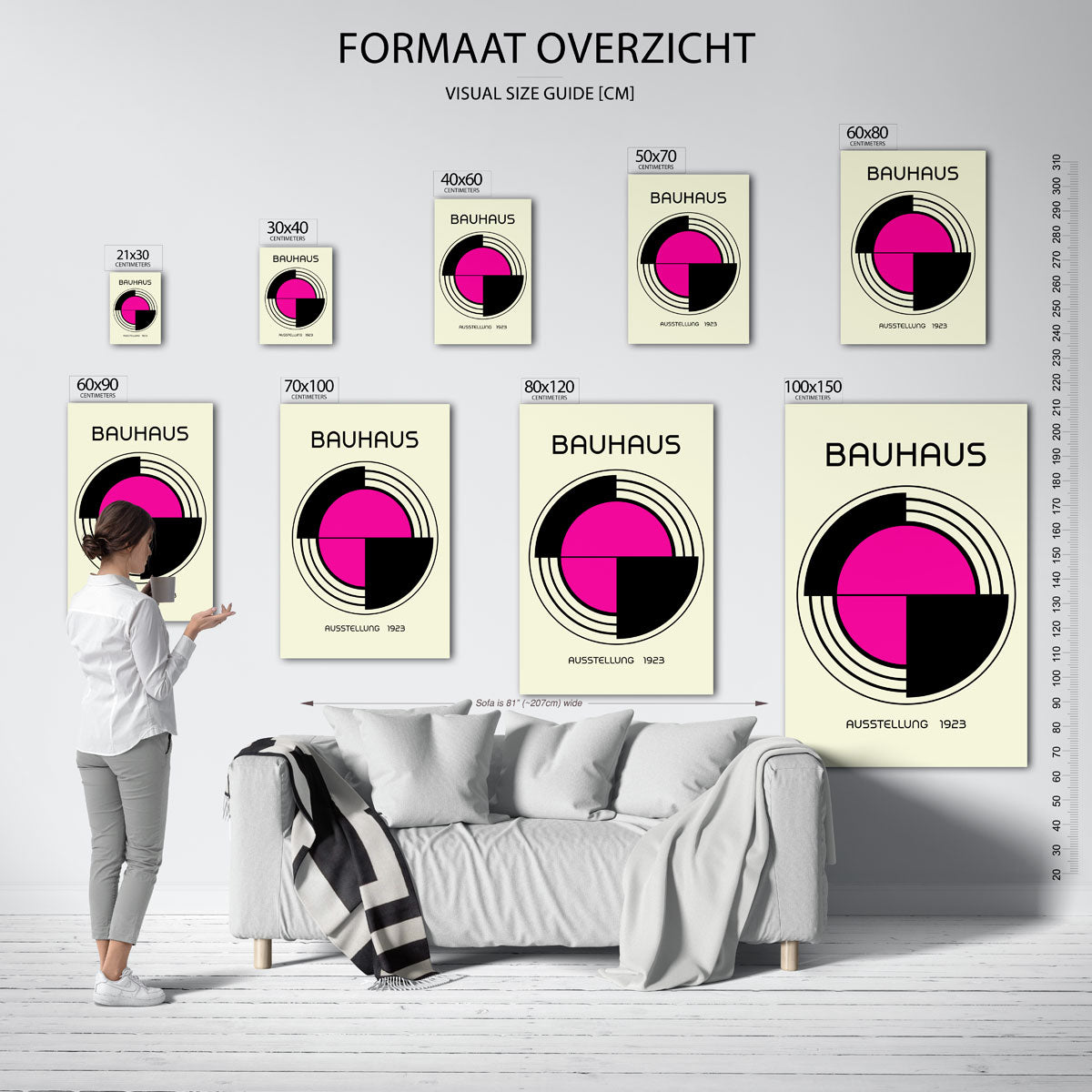 Cirkelvormen en lijnen – geometrische poster in Bauhaus-stijl van WallArtistic