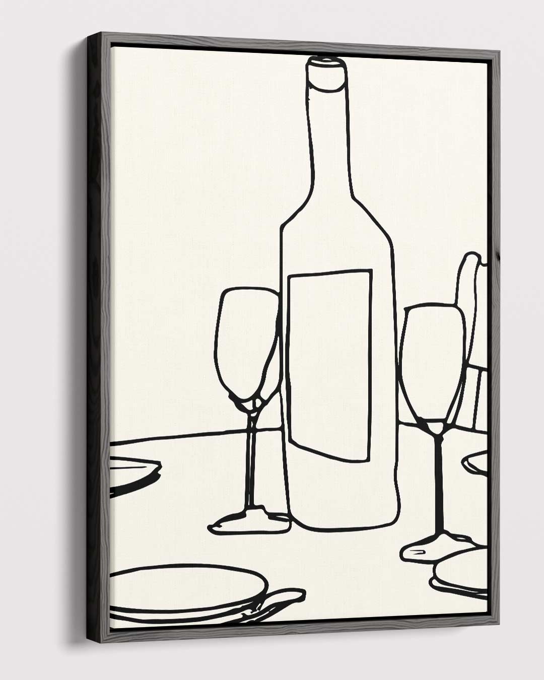 Minimalistisch Tafereel van Wijn en Glazen – dibond kunstwerk als wanddecoratie