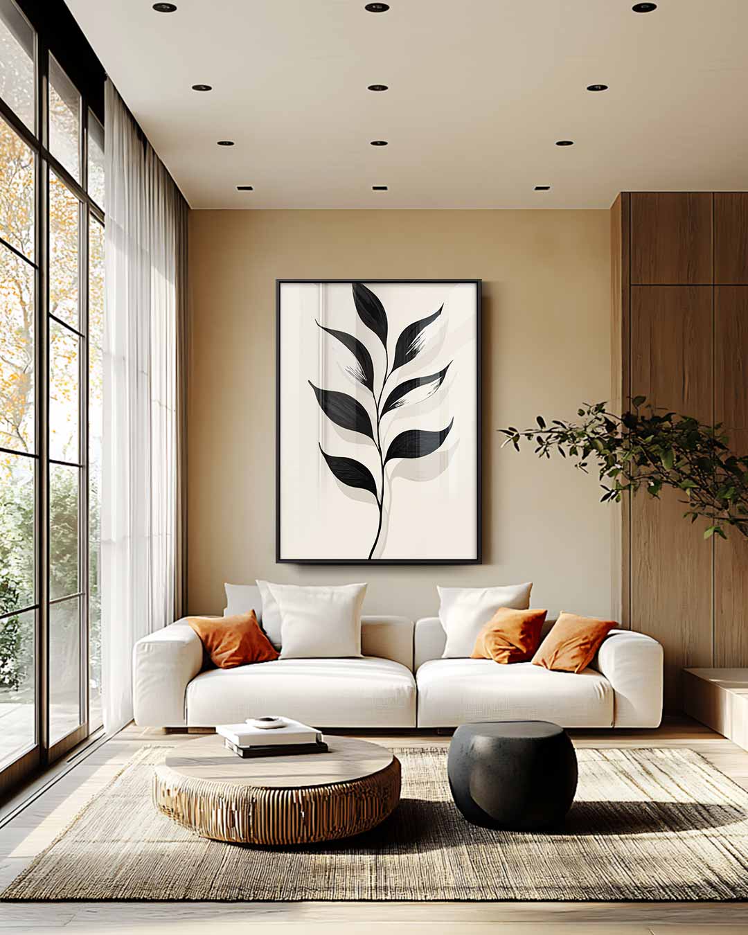 Minimalistische Botanische Illustratie – staande wandkunst voor woonkamer of interieur