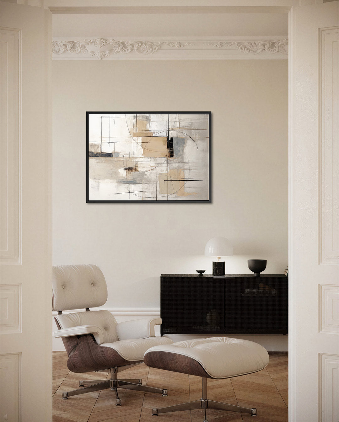 Geometrische lijnen compositie – Geometrische – liggende wanddecoratie
