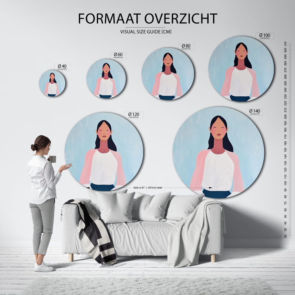 Meditatieve figuur – ronde muurdecoratie met kleur en vorm