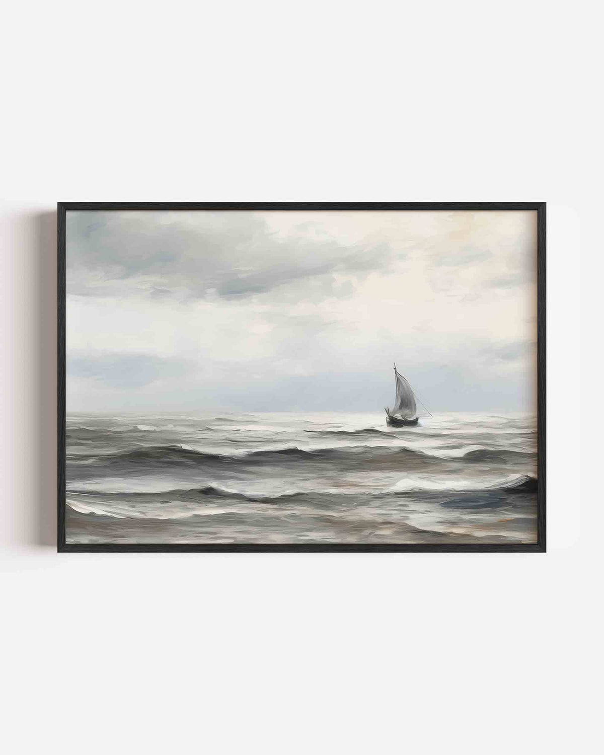 Zeilboot op zee – hedendaagse illustratie poster in landscape formaat