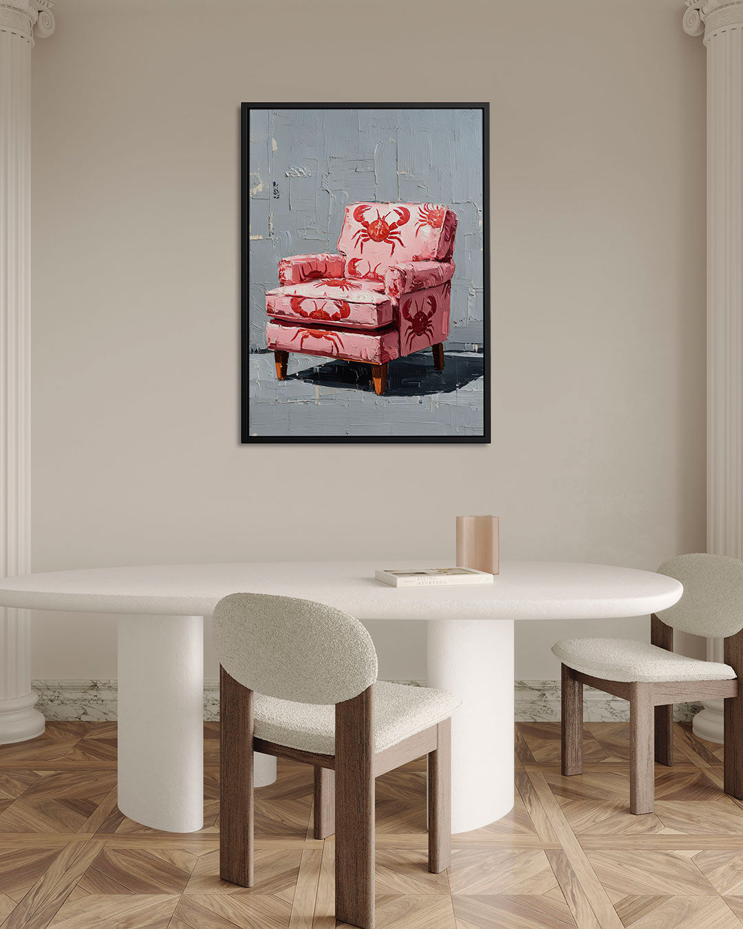 Kleurrijke krab stoel – staand wanddecoratie kunstwerk