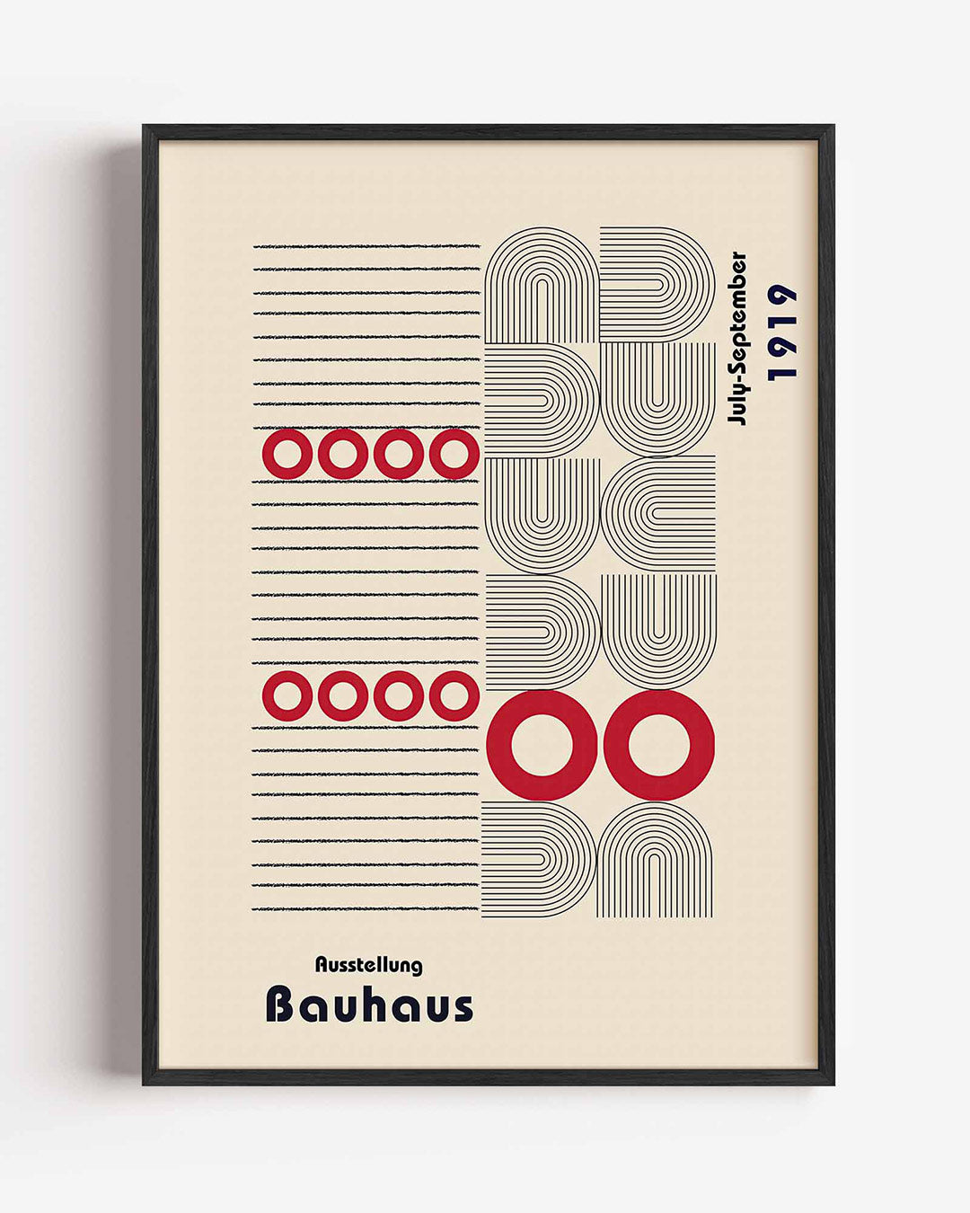Lijnen en cirkelritme – staande Bauhaus poster als wanddecoratie