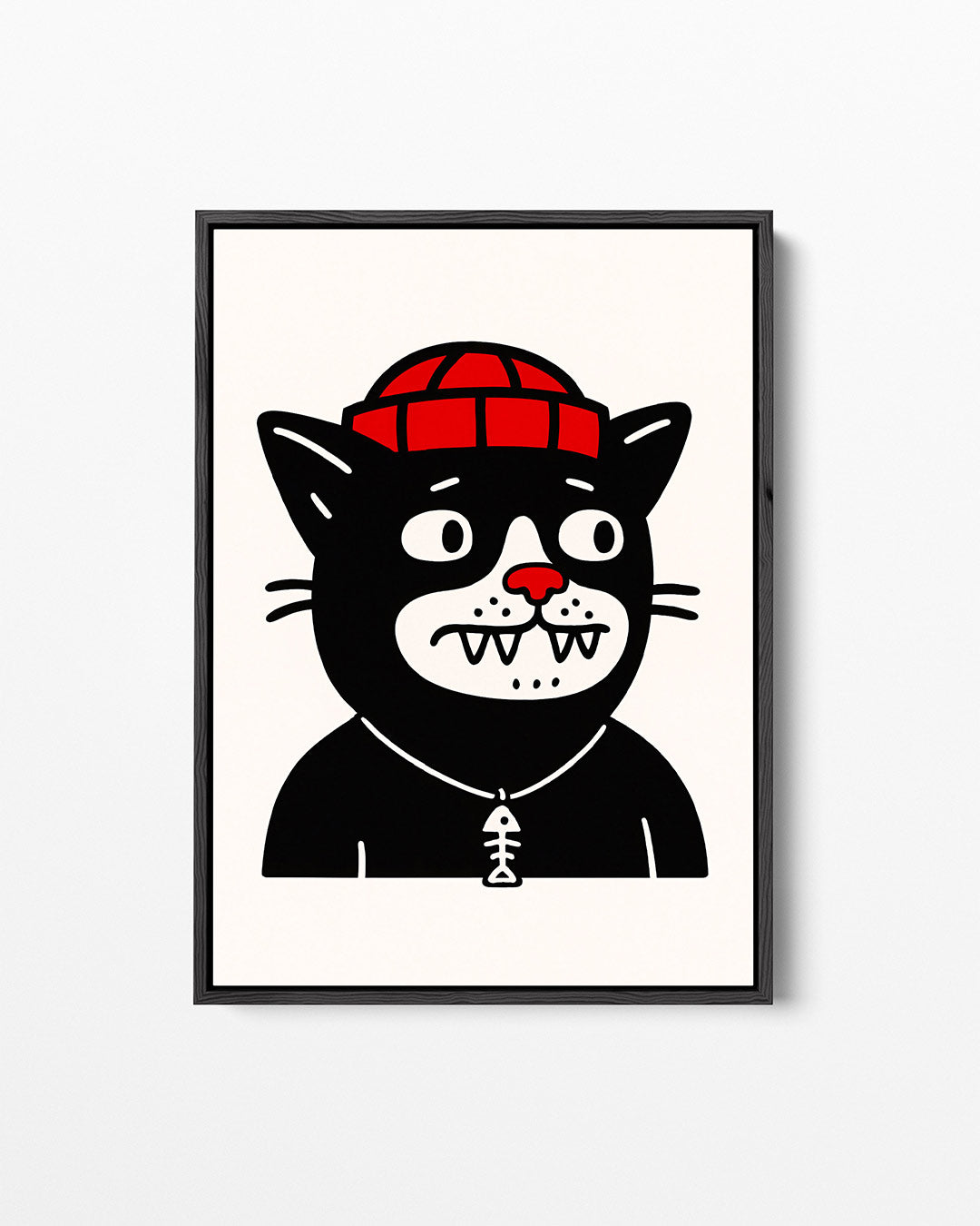 Kattenportret met hoed – staand wanddecoratie kunstwerk