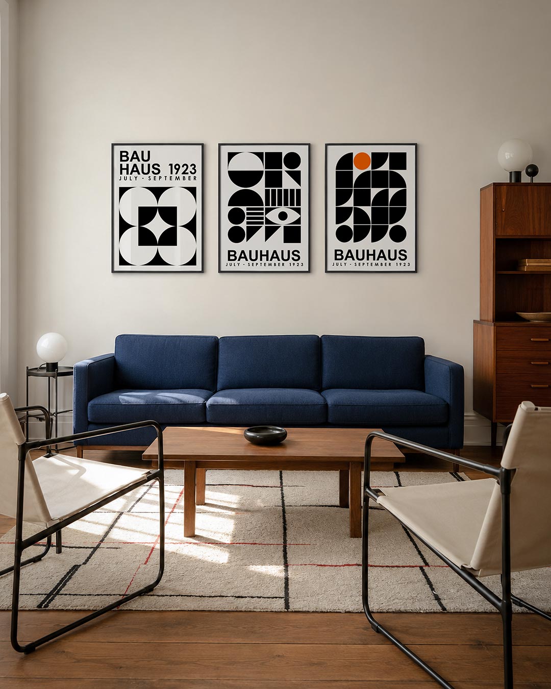 Vorm en balans driedelige posterset – deze posterset in drie delen toont een spel van zwart-witte cirkels en vierkanten. De