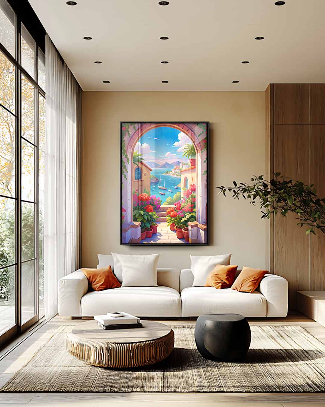 Mediterraans Paradijs – plexiglas wanddecoratie in portret formaat