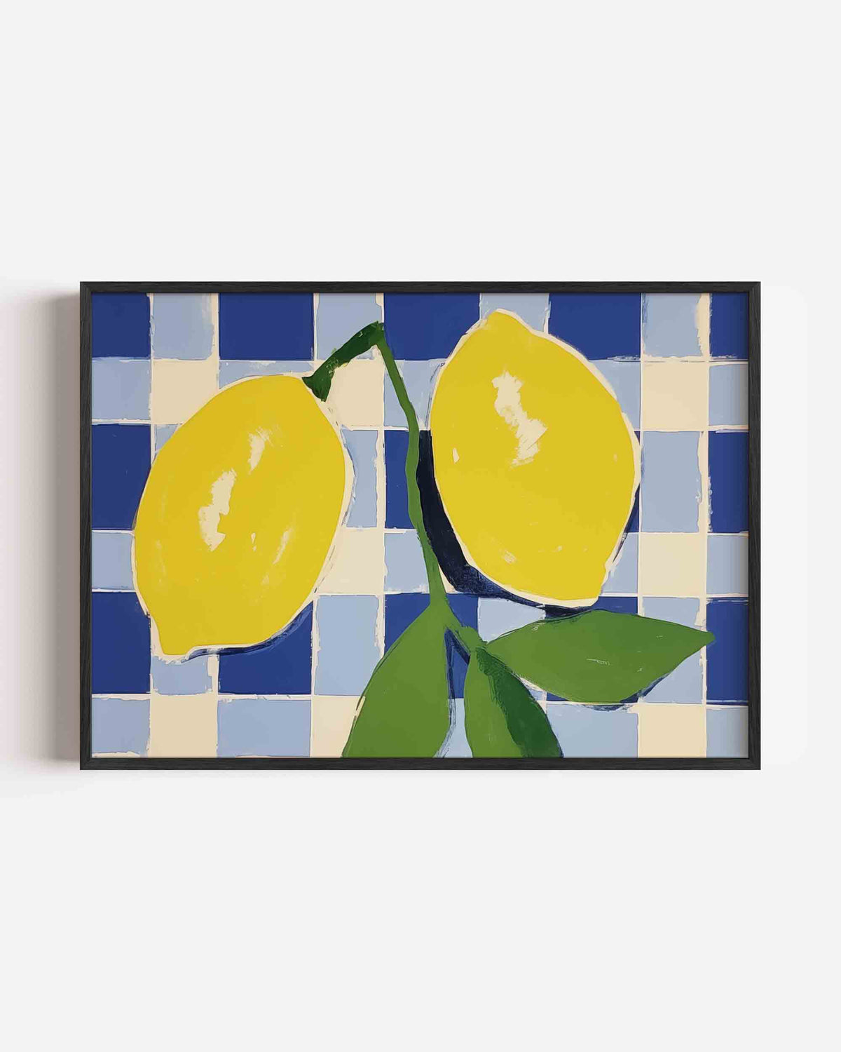 Citroenen op blauw wit – keuken landscape poster als wanddecoratie