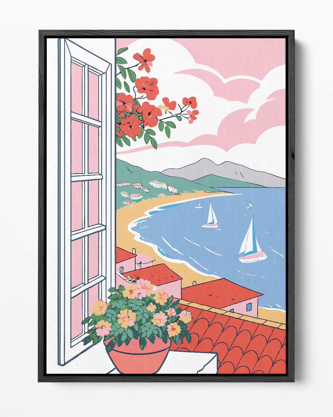 Uitzicht op een Zonnige Kust – portret kunstwerk als wanddecoratie
