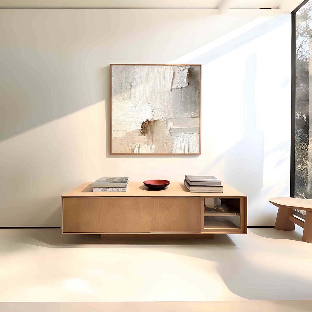 Beige textuur – vierkante abstracte textuur wanddecoratie van WallArtistic