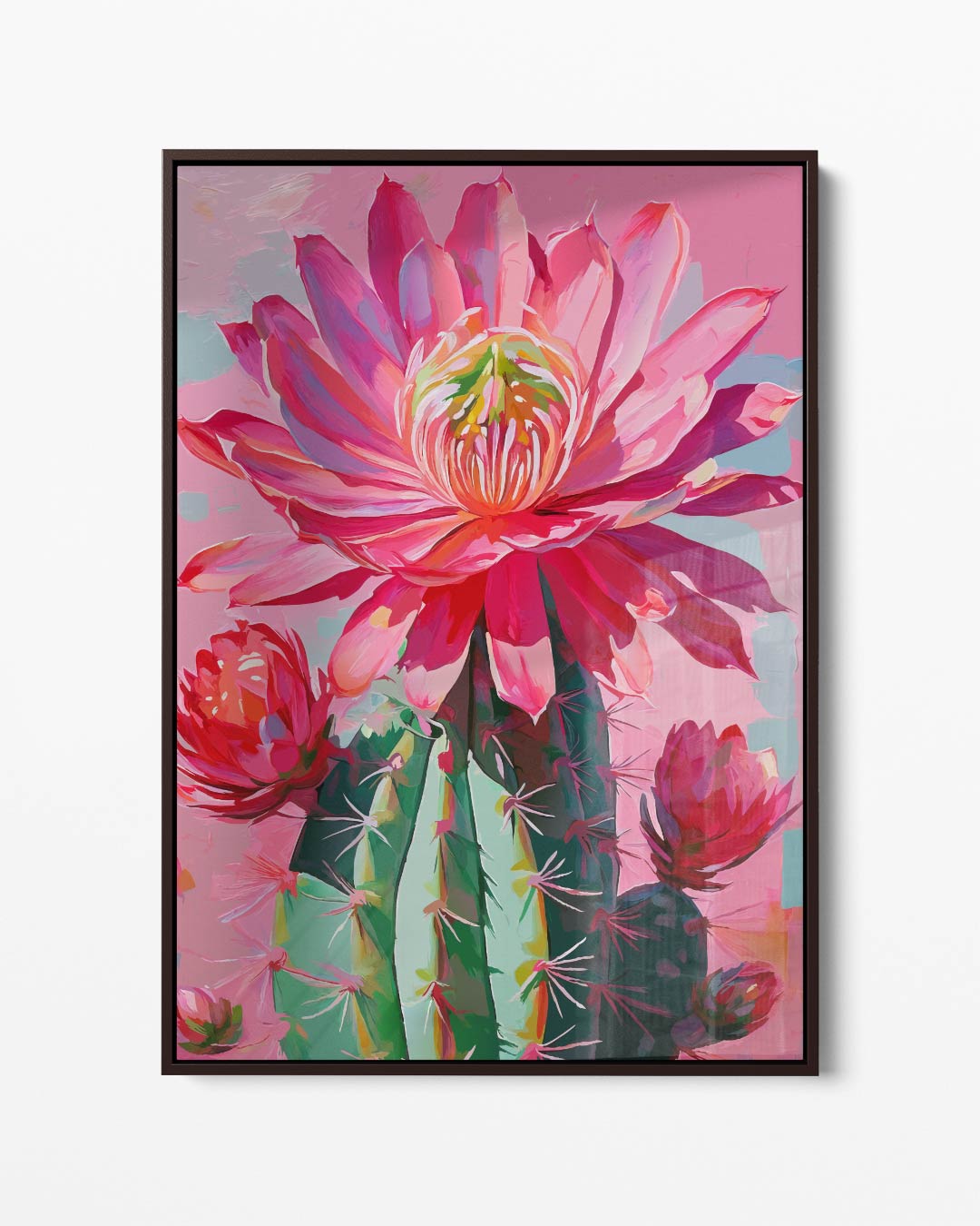 Bloeiende Cactus in Levendige Kleuren – portret kunstwerk als wanddecoratie