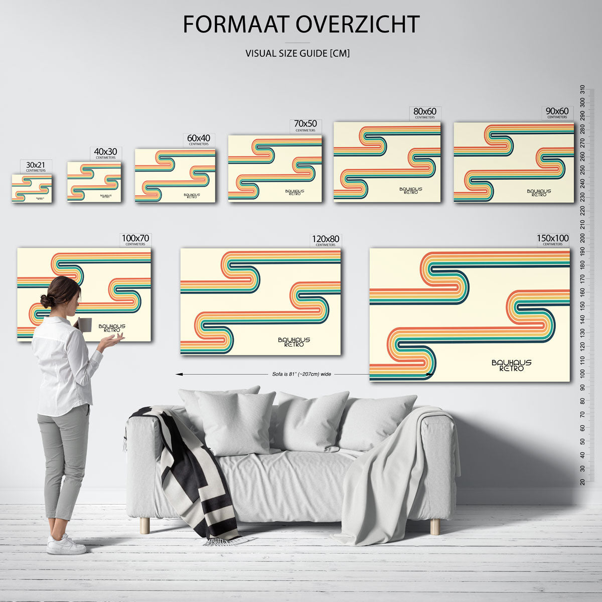 Kleurrijke lijnenspel – geometrische poster in Bauhaus-stijl van WallArtistic