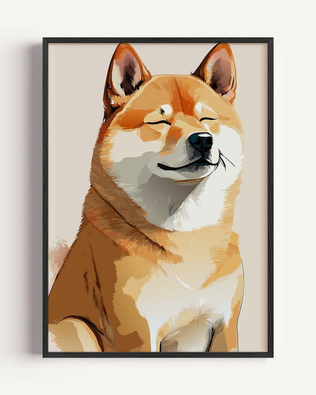Schattige Shiba Inu Illustratie – dieren portret poster als wanddecoratie