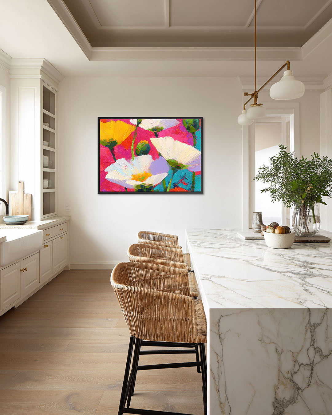 Kleurrijke bloemenpracht – Bloemen kunstwerk – wanddecoratie in interieur