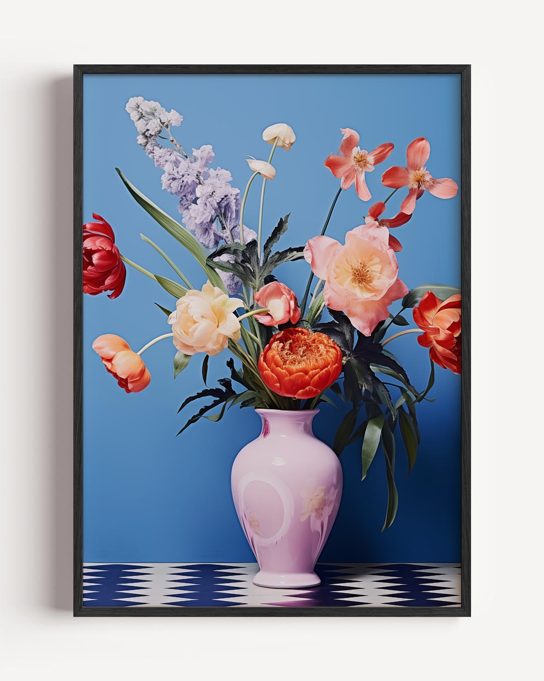 Bloemenpracht in Pastel Vaas – bloemen portret poster als wanddecoratie