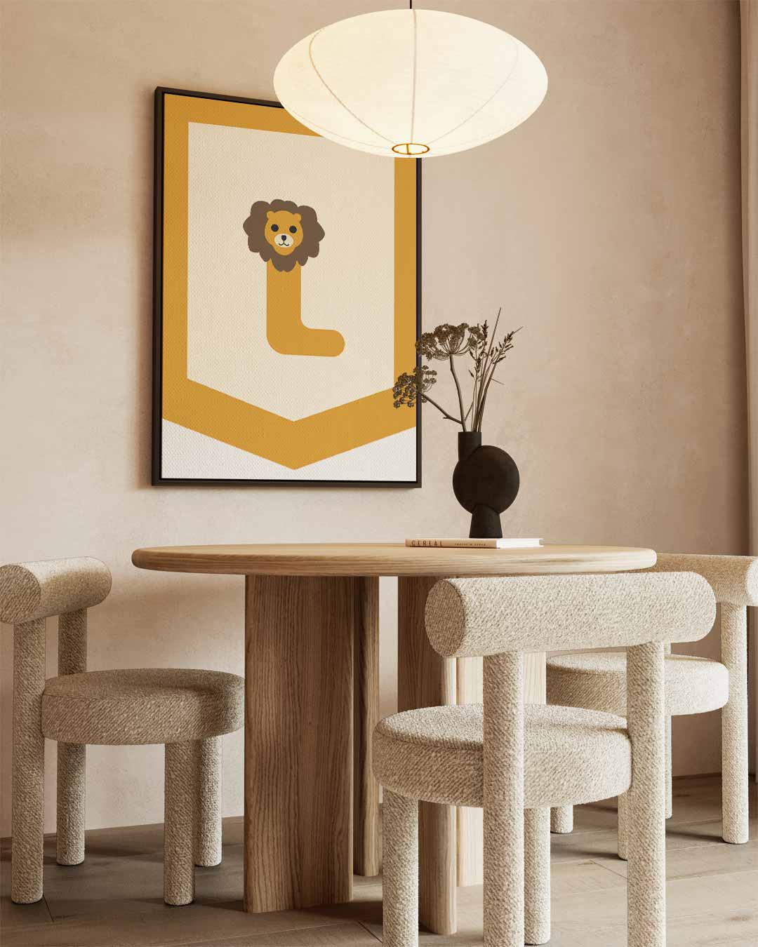 Leeuwen Letter L Poster – kunstwerk met zwarte baklijst