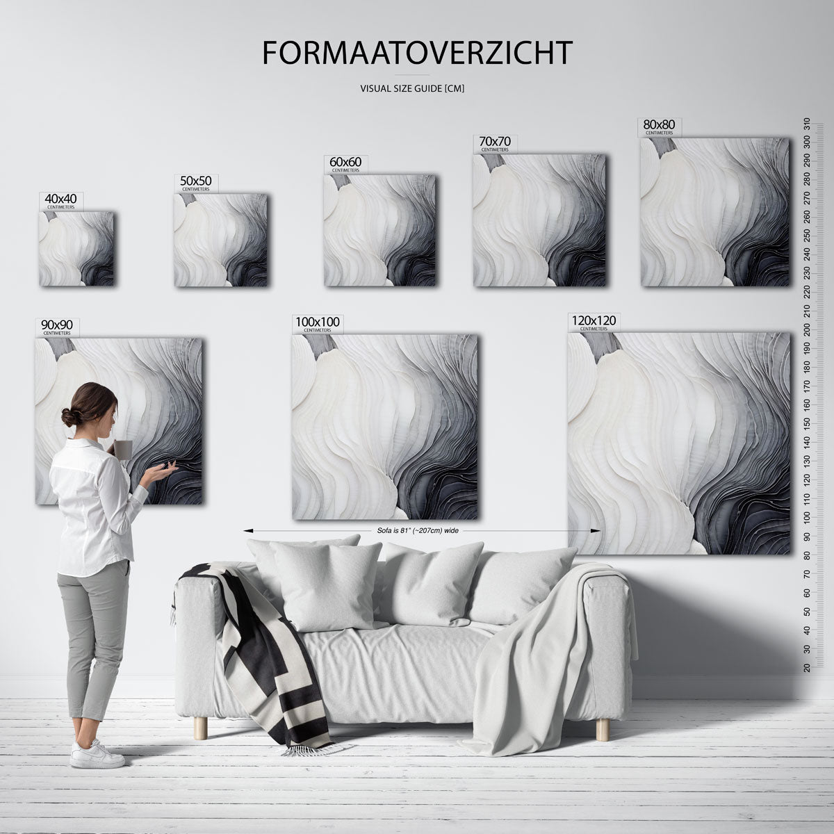 Gelaagde vormen – vierkante muurposter met zachte abstracte vormen