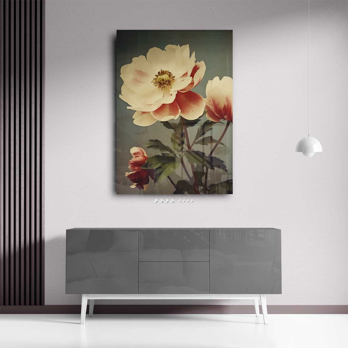 Tijdloze Pioenroos Elegantie – staand kunstwerk voor modern interieur