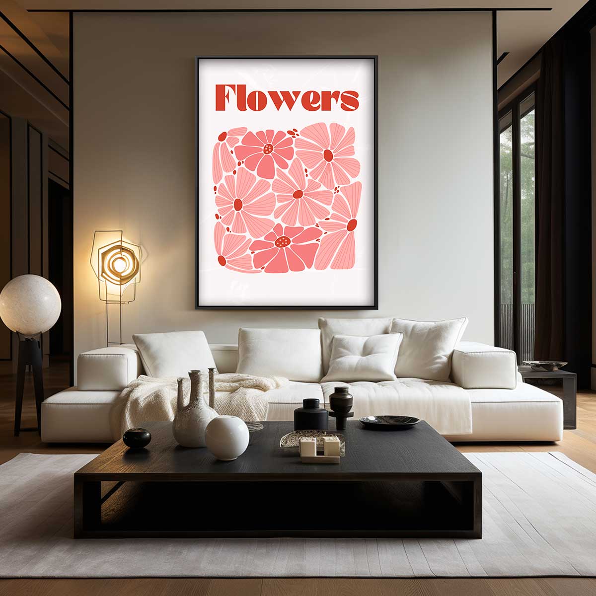 Bloemenpracht – kunstwerk met zwarte baklijst