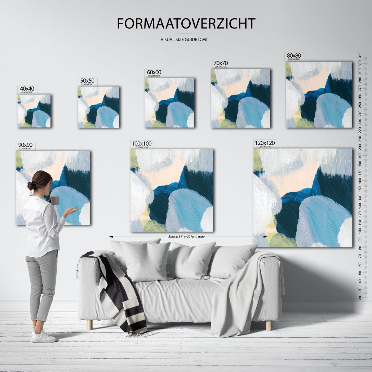 Abstracte penseelstreken – vierkante muurposter met artistieke uitstraling