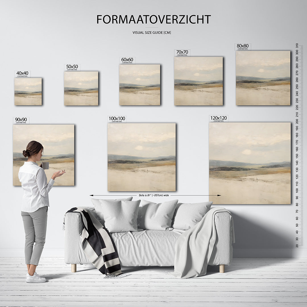 Rustige landschap weergave kunstwerk – sfeerbeeld – dit werk toont een sereen landschap met zachte overgangen tussen lucht en
