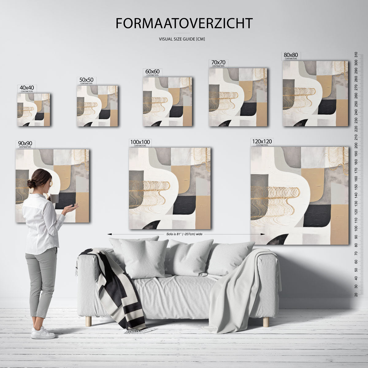 Abstracte vormen – vierkante muurposter met zachte abstracte vormen