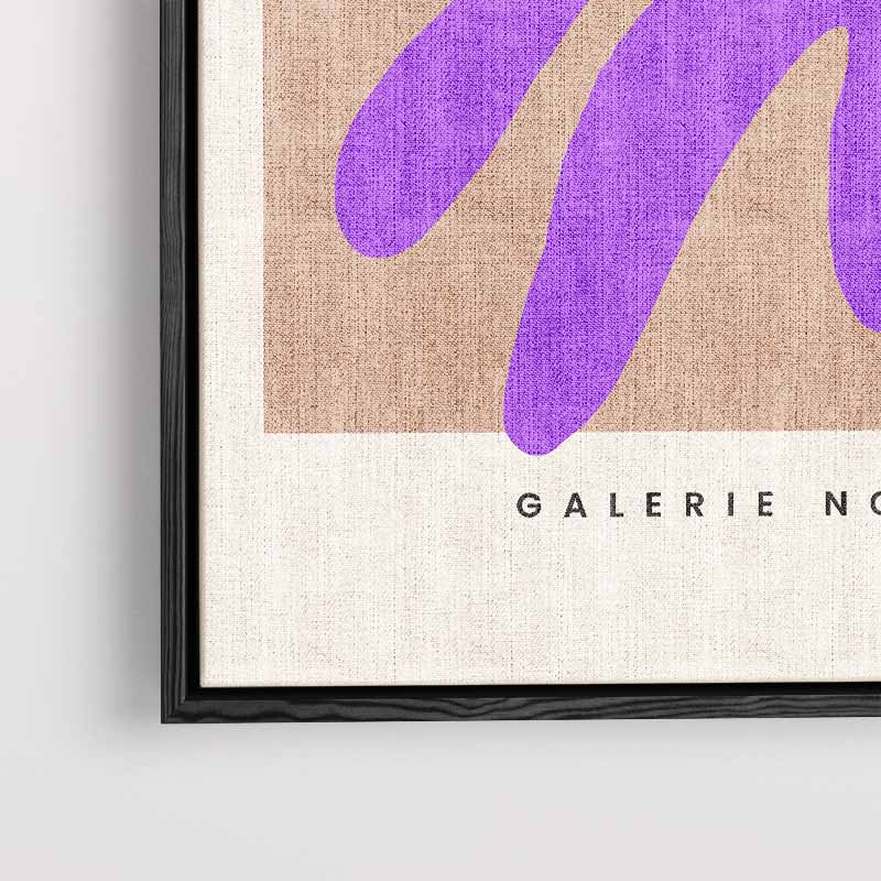 Vrolijke Paarse Abstractie – kunstwerk met zwarte baklijst