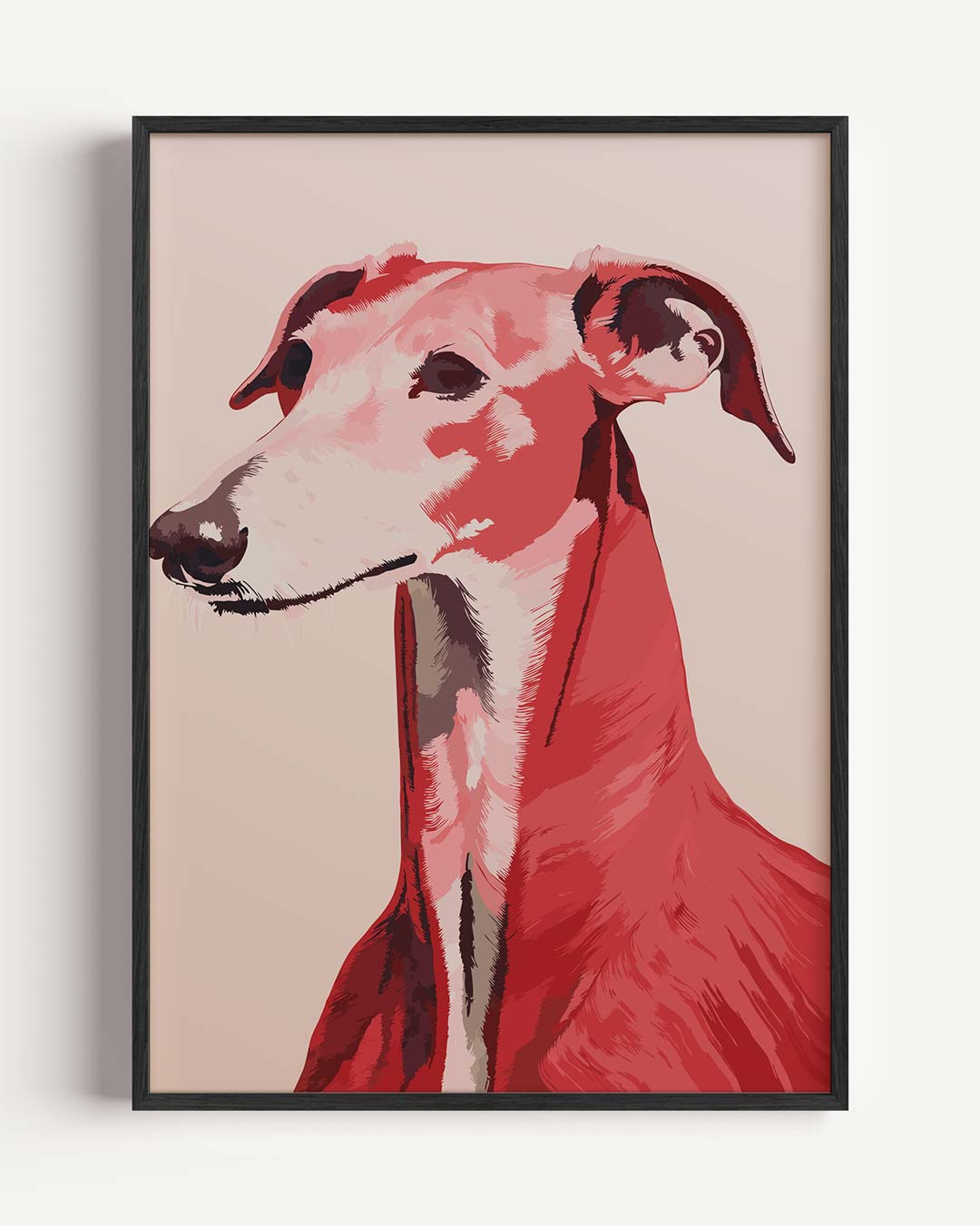 Stijlvolle Greyhound – dieren portret poster als wanddecoratie