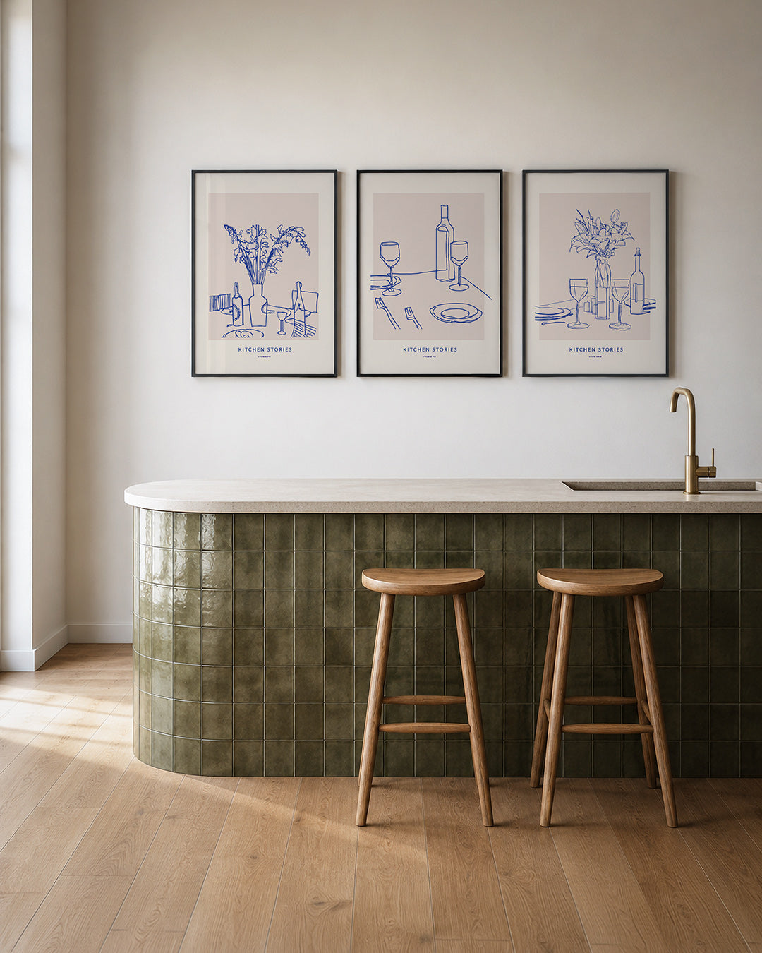 Lijnenspel en kleur – een speelse compositie met blauwe lijnen op een zachte achtergrond – weergave 2