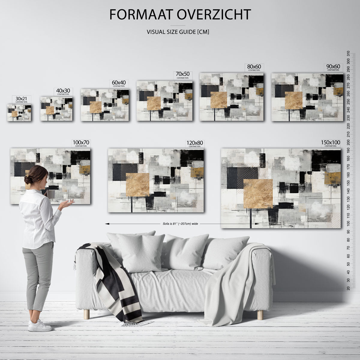 Abstracte vormen en lijnen – liggende muurposter met abstracte vormen