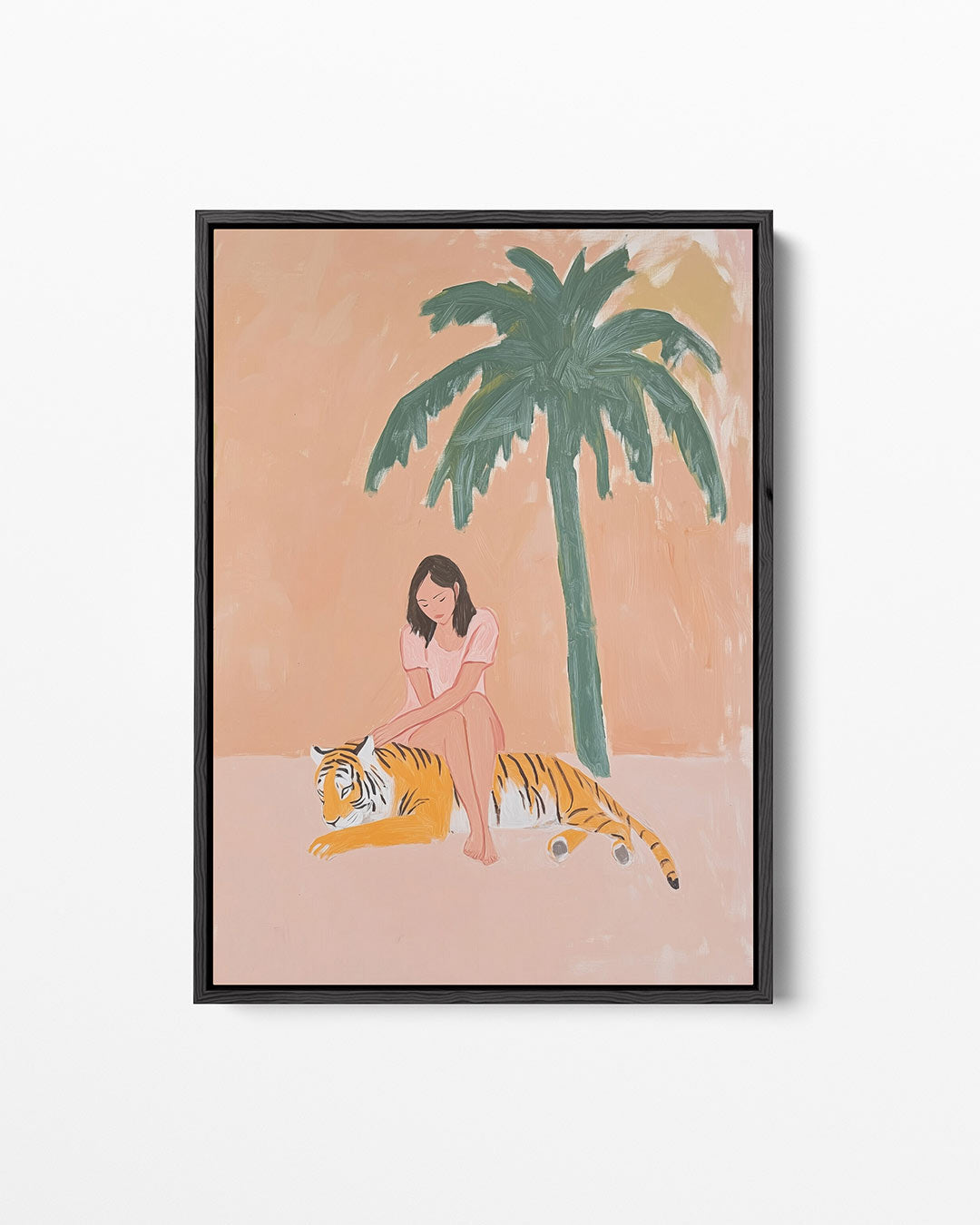 Vrouw met tijger – staand wanddecoratie kunstwerk