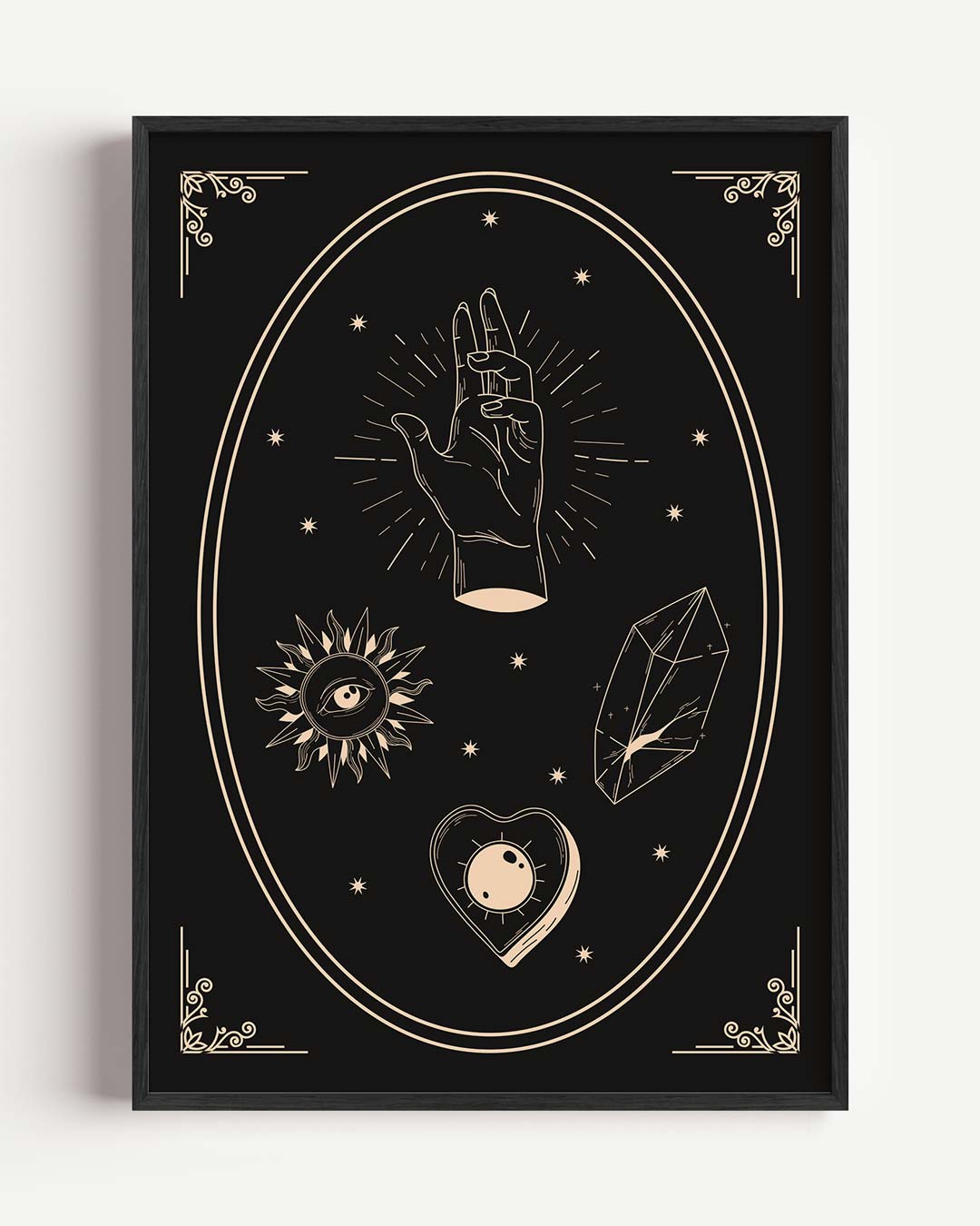 Mystieke Hand & Symbolen – mindful portret poster als wanddecoratie