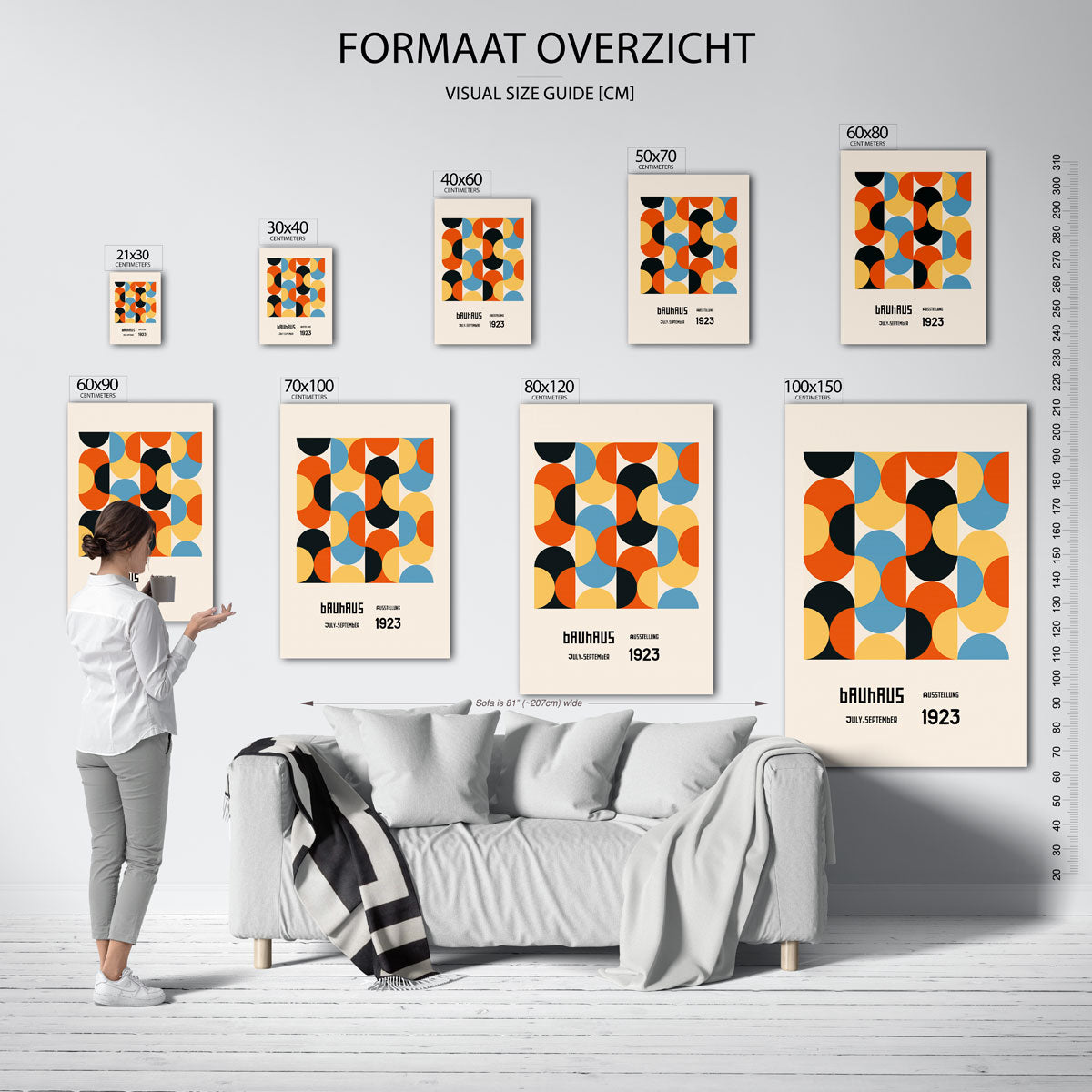 Vormritme en kleur – geometrische poster in Bauhaus-stijl van WallArtistic