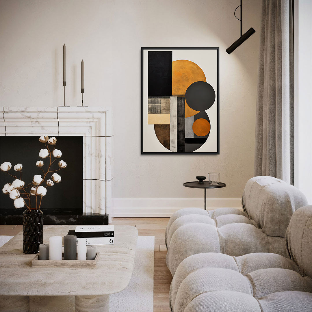 Geometrische vormen compositie – moderne staande wandkunst