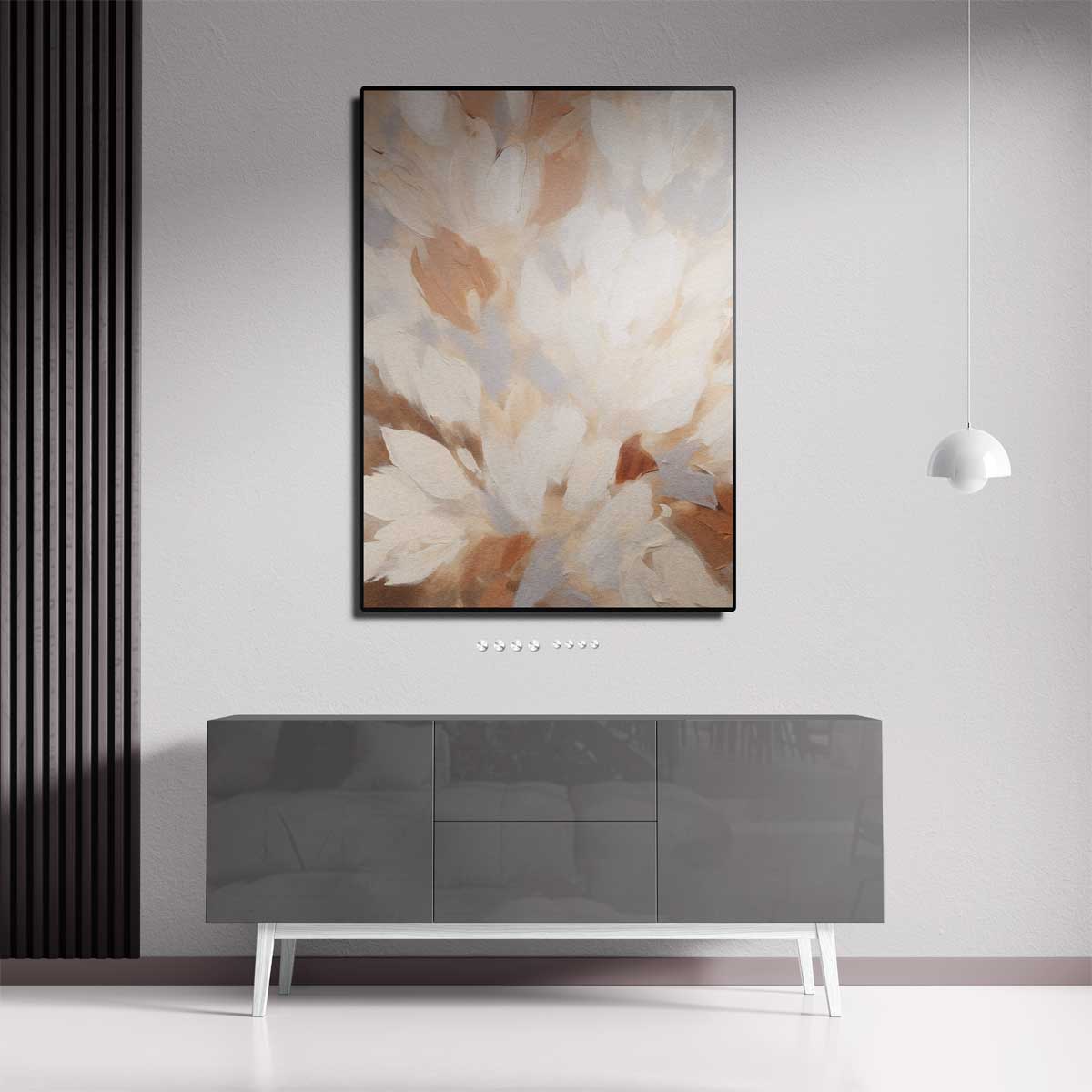 Bloemen in Neutrale Tinten – canvas wanddecoratie in portret formaat